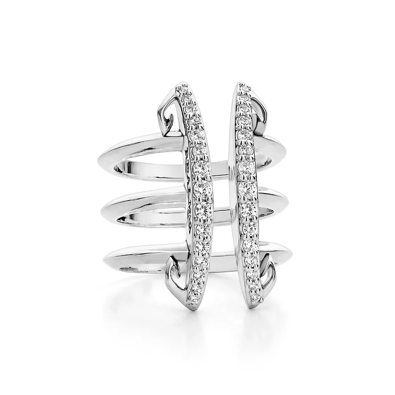 Corset Pavé Ring - Sterling Silver + CZ Blanc