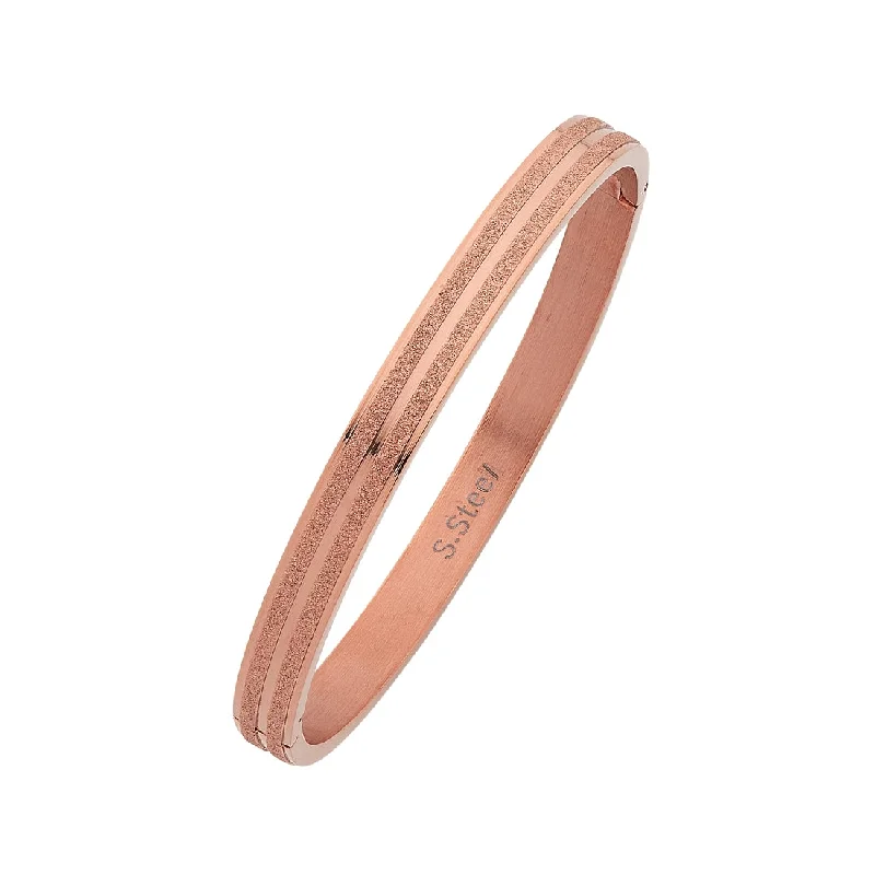 Rose Stainless Steel Two Row Sparkle Bangle