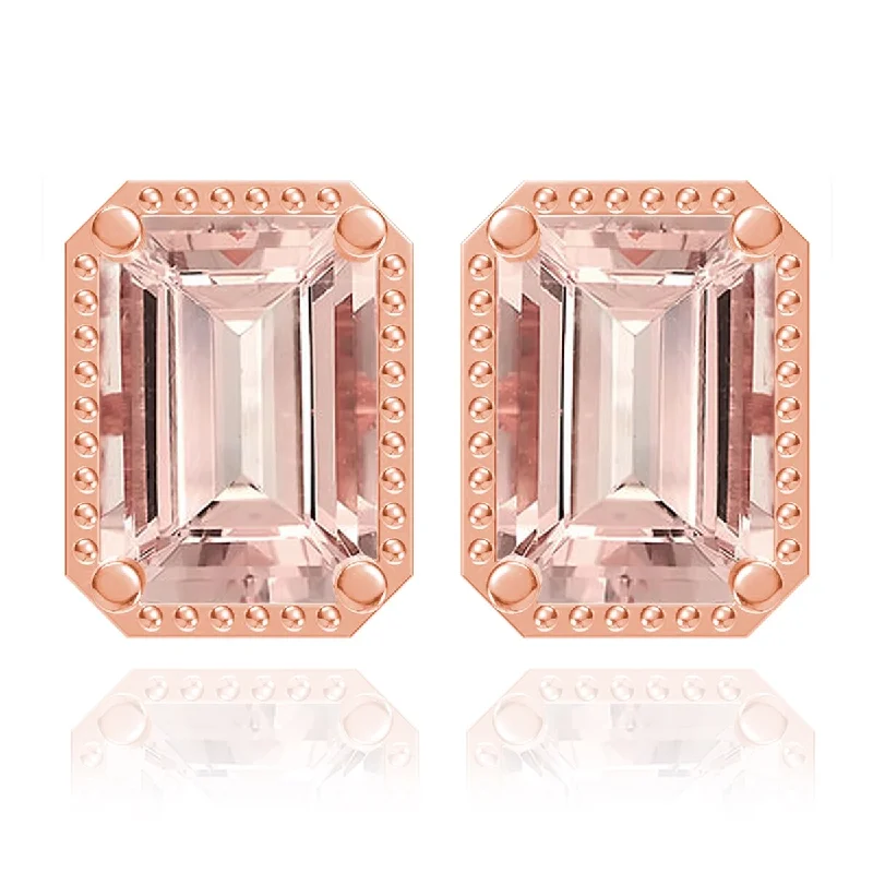 Rose Gold Over Sterling Silver Morganite Stud Earrings