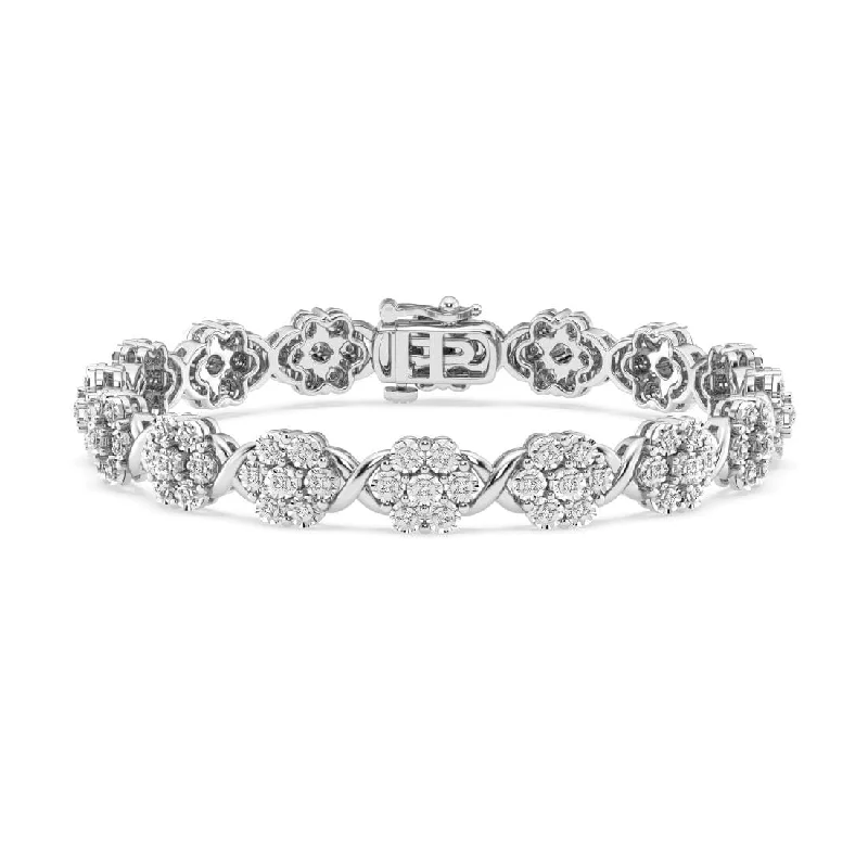 Miracle Surround Flower Bracelet with 1/2ct of Diamonds in Sterling Silver