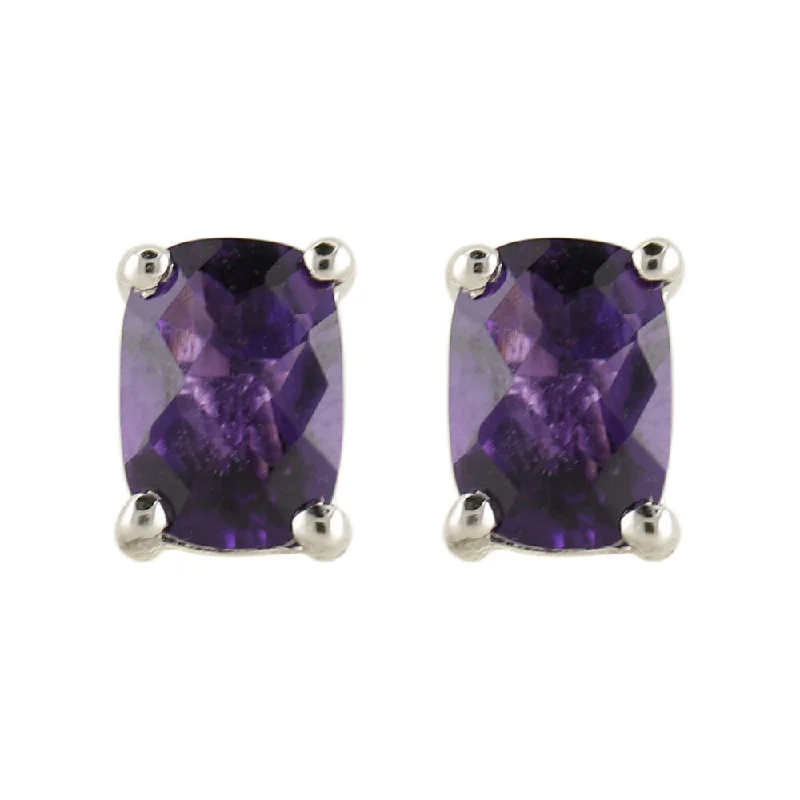 7x5 Cushion cut Amethyst stud earrings