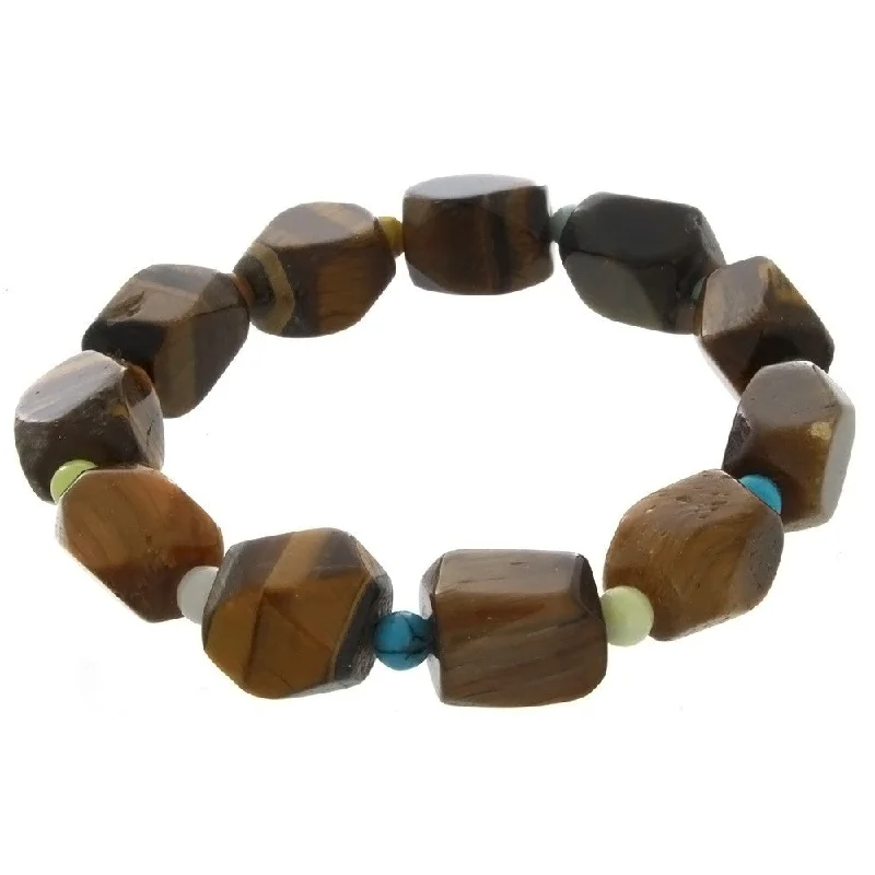 STRETCH GEMSTONE TIGER'S EYE NUGGET BRACELET