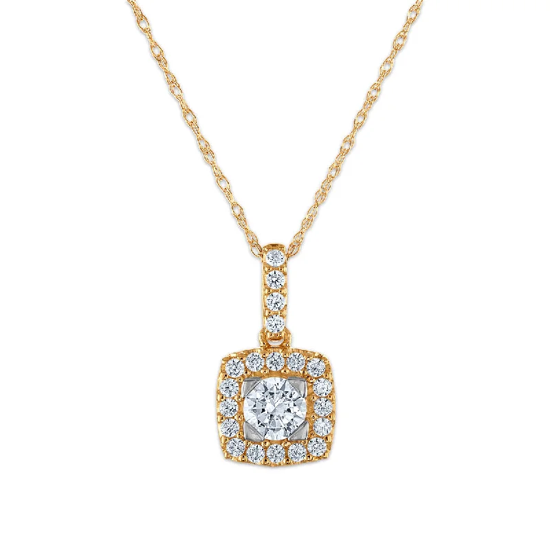 EcoLove 1/2 CTW Lab Grown Diamond Halo Pendant in 10KT Gold