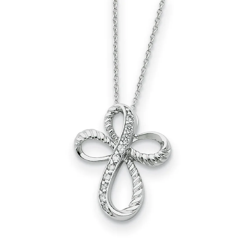 Sterling Silver & CZ Endless Hope 18in Cross Necklace