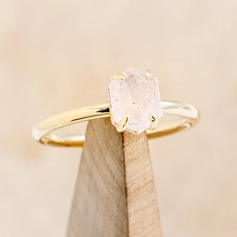 "AURUM" - ROSE QUARTZ SOLITAIRE ENGAGEMENT RING