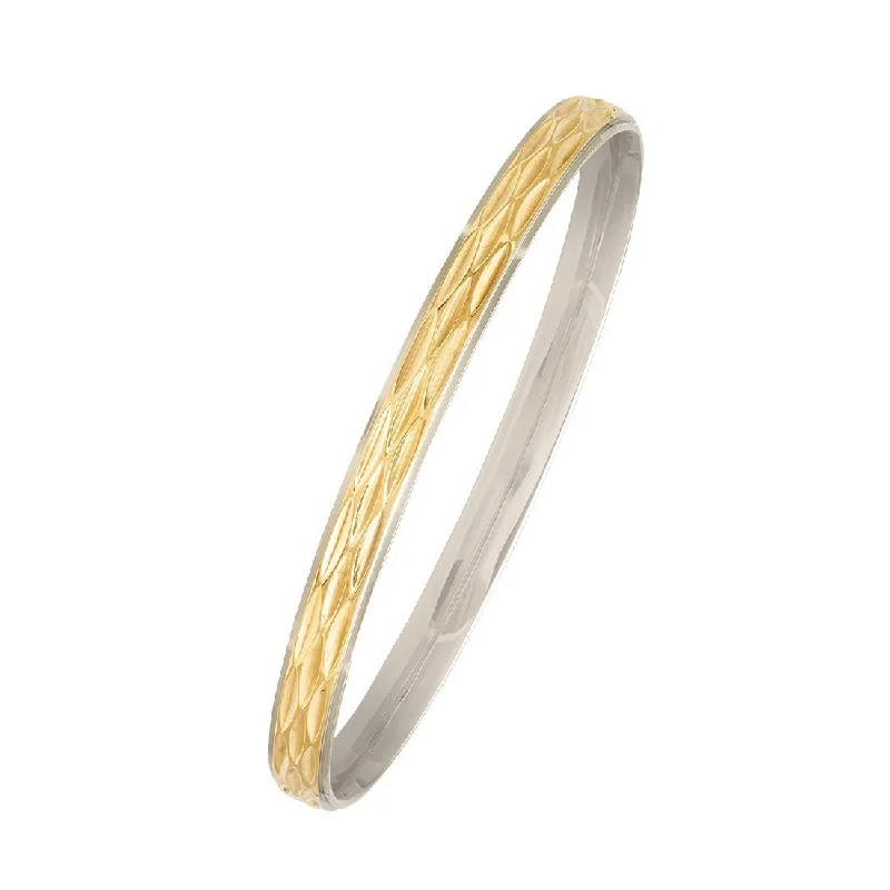 Yellow Stainless Steel Diamond Cut Bangle