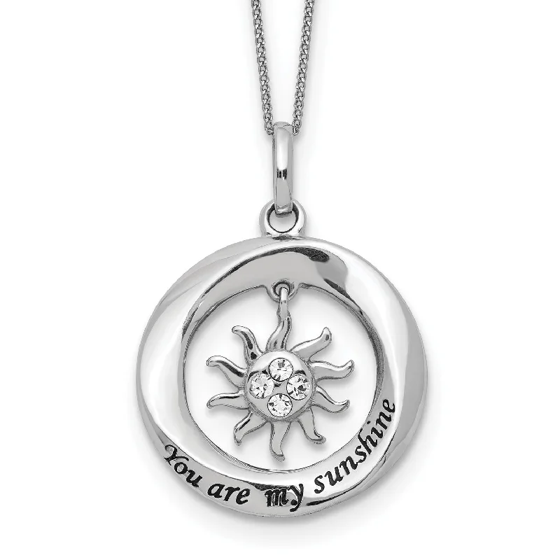 Sterling Silver Crystal 18-inch 19MM You Are My Sunshine Necklace