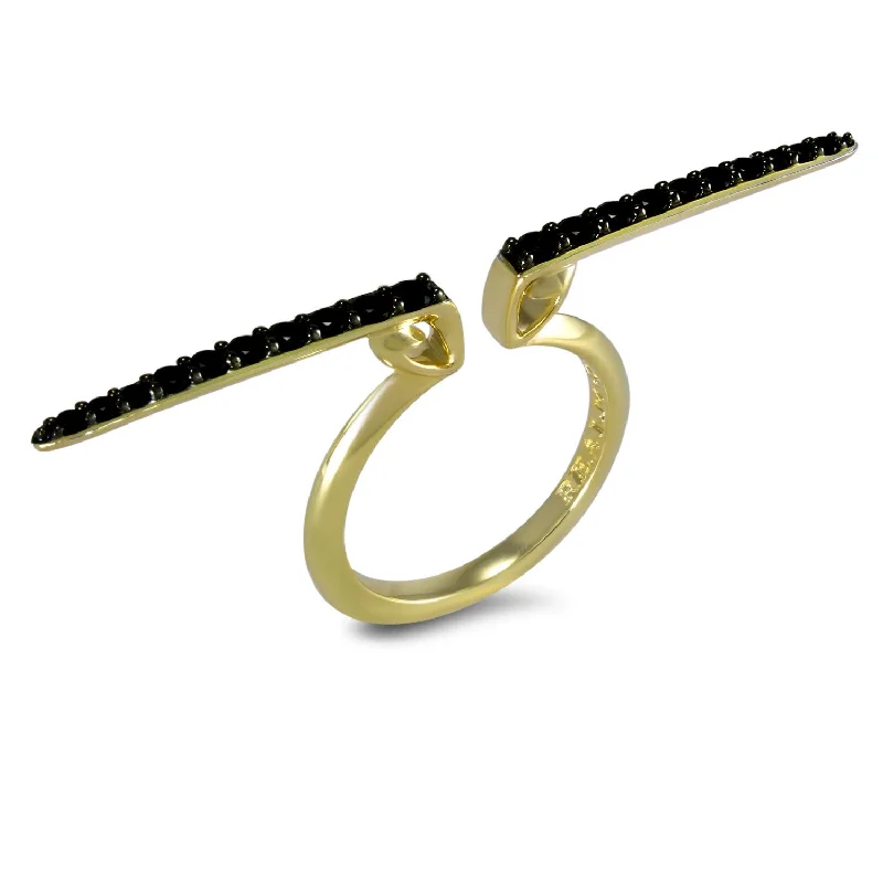 Linea Pavé Ring - 18K Gold Vermeil + CZ Noir