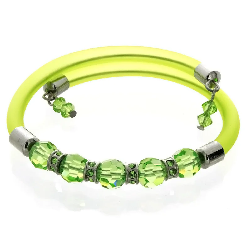 WRAP MEMORY FACETED CRYSTAL GREEN BRACELET