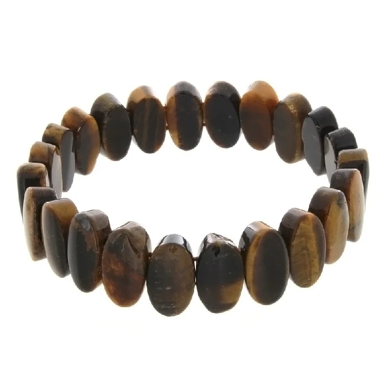 STRETCH GEMSTONE TIGER'S EYE OVAL BRACELET