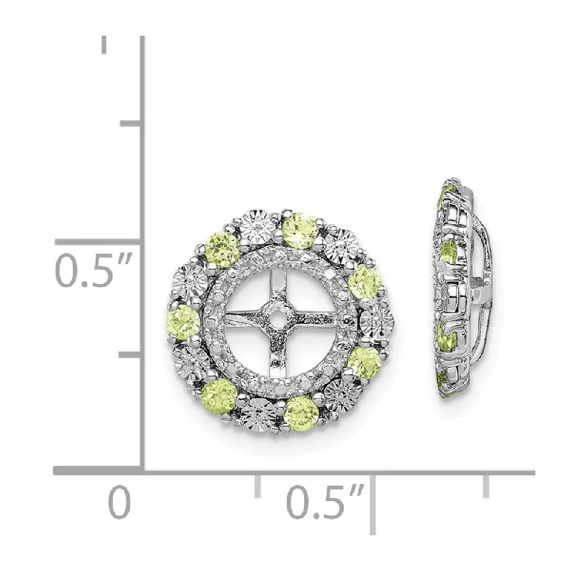 925 Sterling Silver Peridot Jacket Stud Earrings (L-13 mm, W-13 mm)