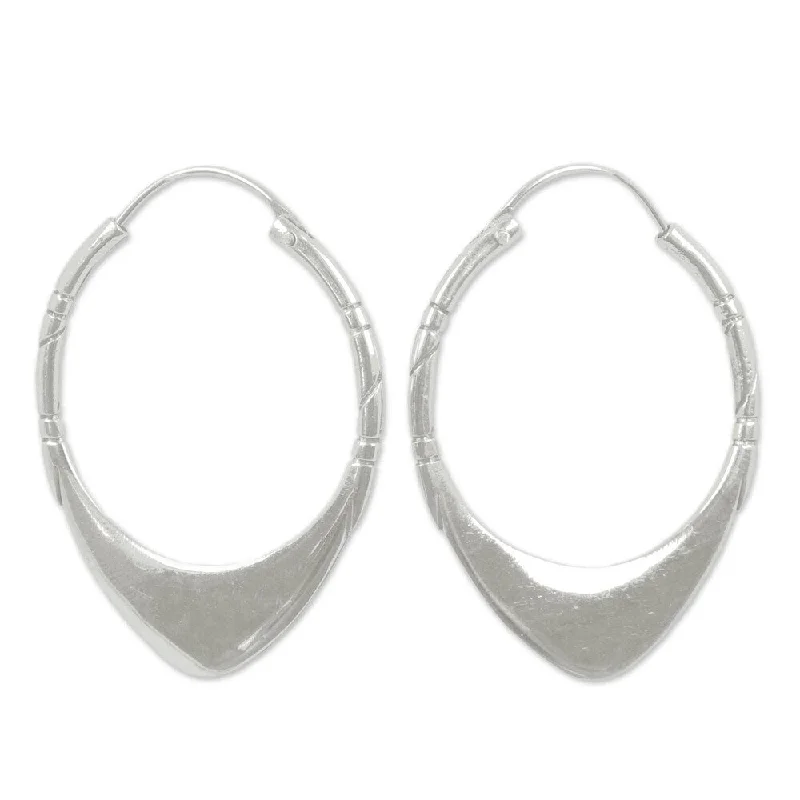 NOVICA Handmade Boomerang Sterling Silver Silver Hoop Earrings - 1.6*1.2