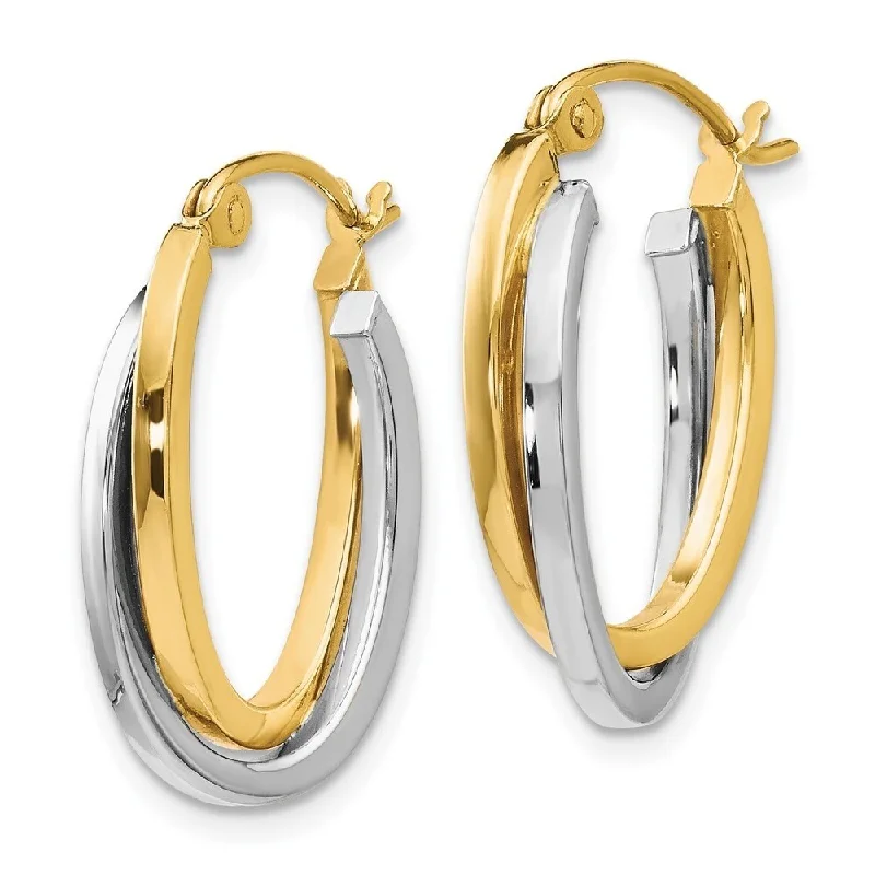 Diamond2Deal 10k Two-tone Gold Polished Hinged Hoop Earrings (L-20mm, W-20mm)