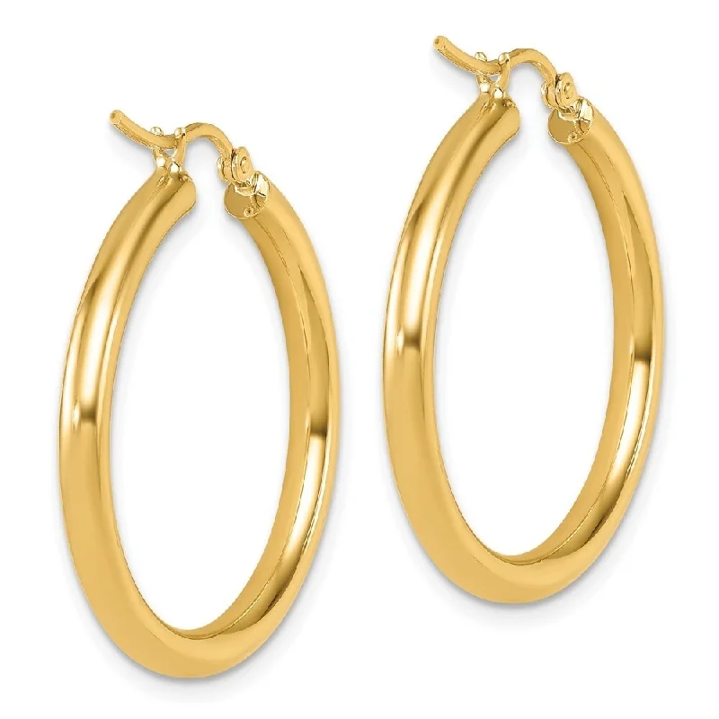 Diamond2Deal 14K Yellow Gold Polished 3mm Hoop Earrings (L-31mm, W-29mm)