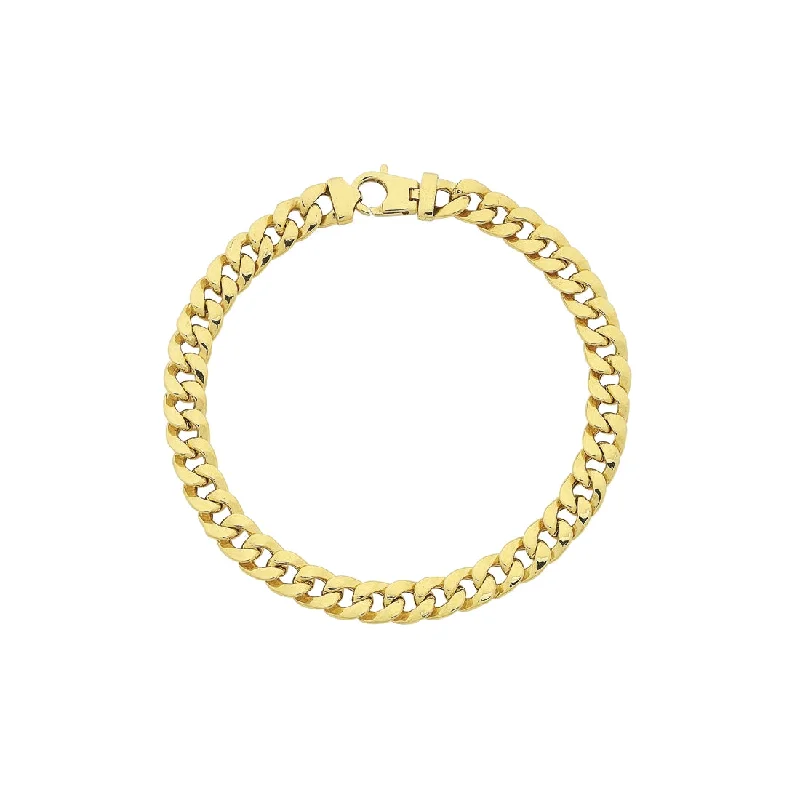 9ct Gold Silver Infused Flat Curb Bracelet 22cm