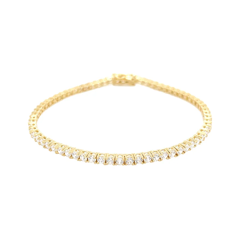 9ct Yellow Gold Tennis Bracelet with Cubic Zirconia