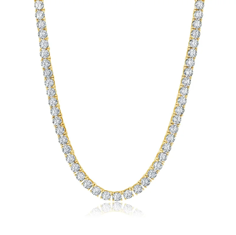 Crislu 18KT Yellow Gold Plated Sterling Silver Cubic Zirconia 24-inch Tennis Necklace