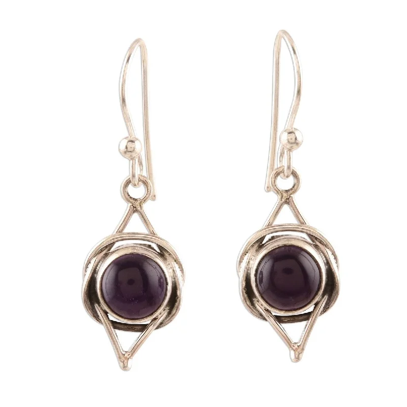 NOVICA Intricate Twirl in Purple, Amethyst dangle earrings - 1.2*0.4