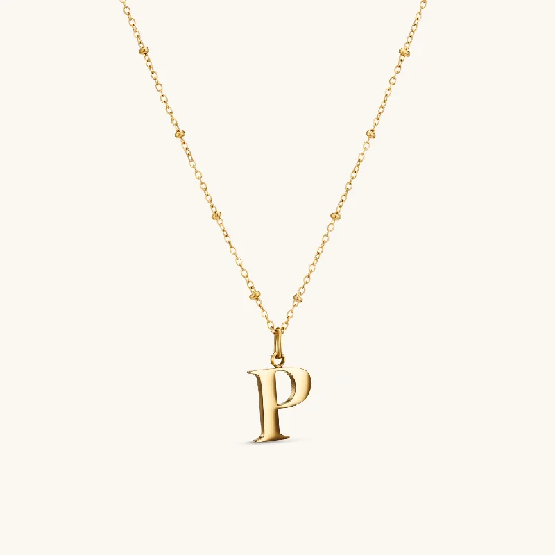 P Initial Pendant Necklace In Gold