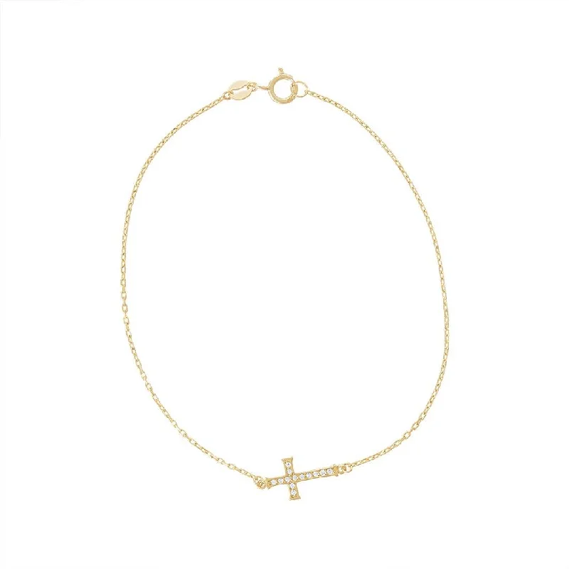 9ct Yellow Gold Cross Bracelet