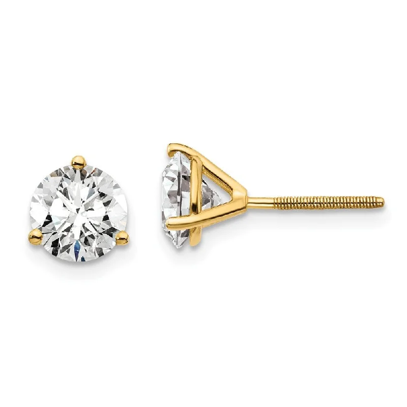 14k Yellow Gold Lab Grown Diamond Stud Earrings (2.00 cttw, Clarity- SI1-SI2, Color- G-H)