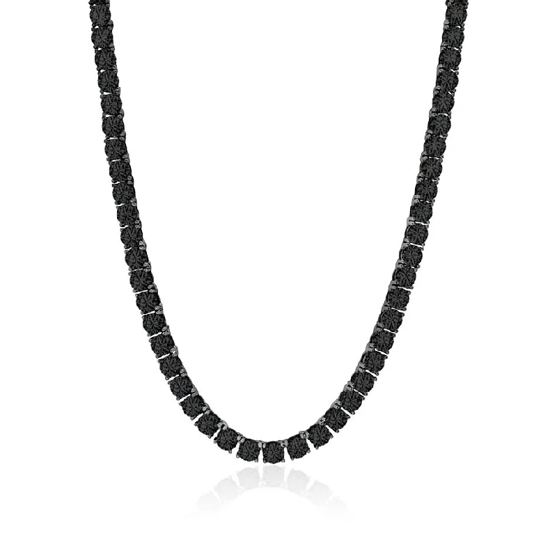 Crislu Black Rhodium Plated Sterling Silver Round Cubic Zirconia 18-inch Tennis Necklace