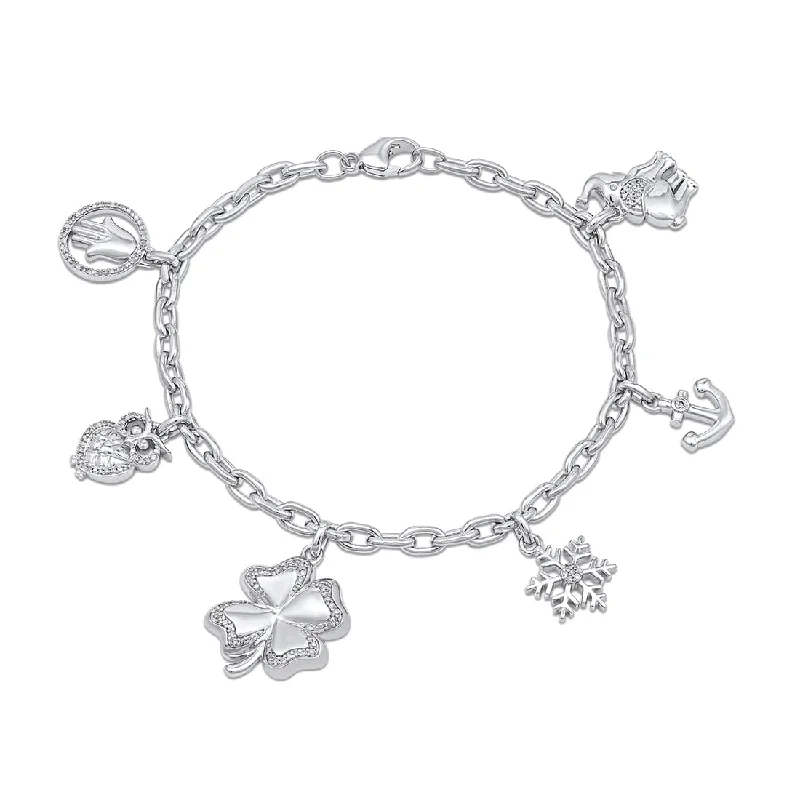 Good Luck Multi Charm Bracelet with 1/4ct of Diamonds in Sterling Silver