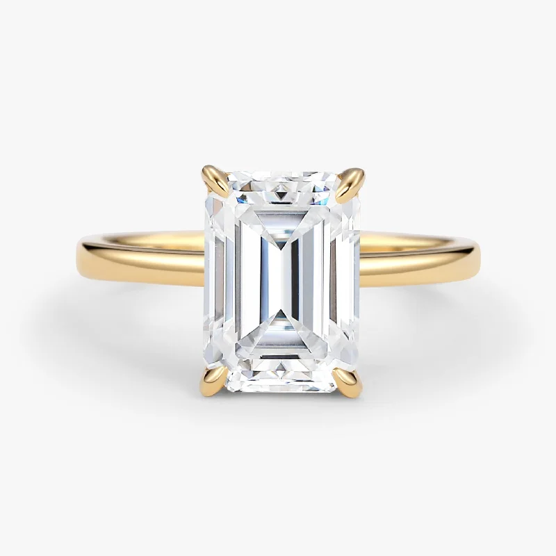 Emerald Cut Moissanite Solitaire Engagement Ring