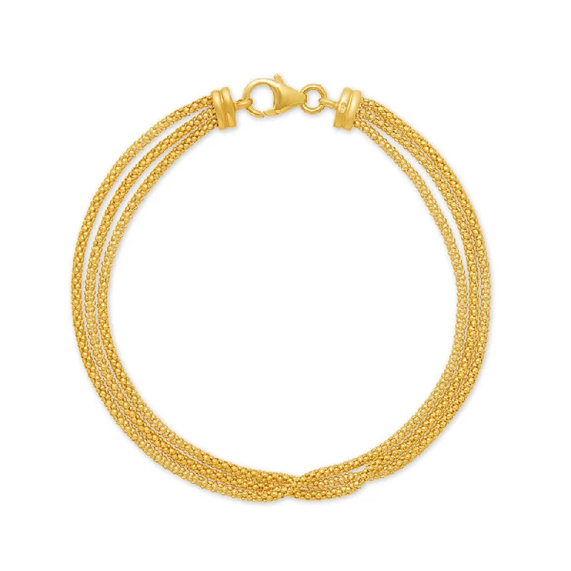 Popcorn Multirow Chain Bracelet 19cm in 9ct Yellow Gold