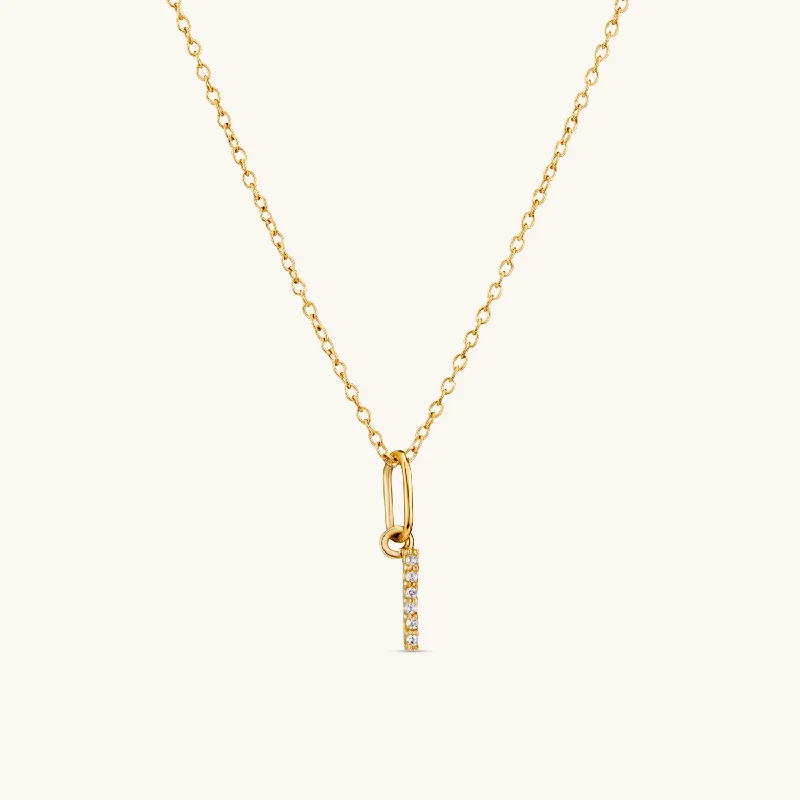 I Crystal Initial Necklace in Gold