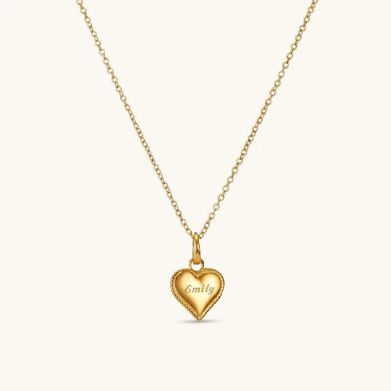 Beaded Heart Pendant Necklace in Gold