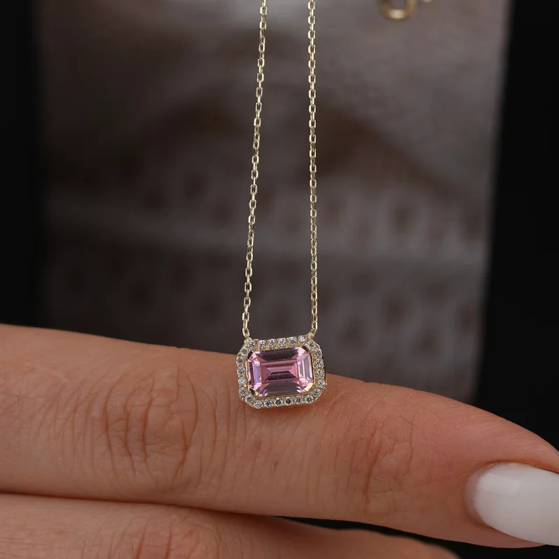 Rosy Aura Zircon Necklace