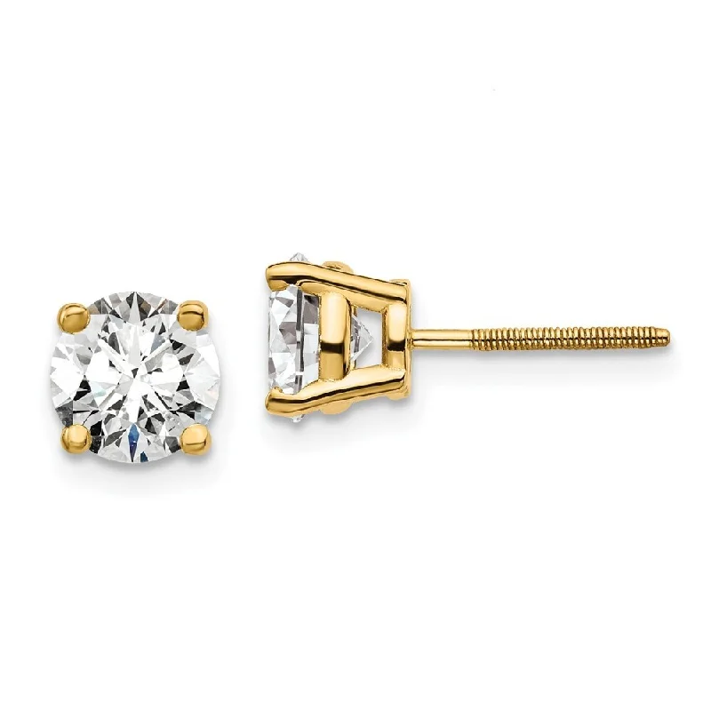 14k Yellow Gold Lab Grown Diamond Stud Earrings (2.00 cttw, Clarity- SI1-SI2, Color- G-H)