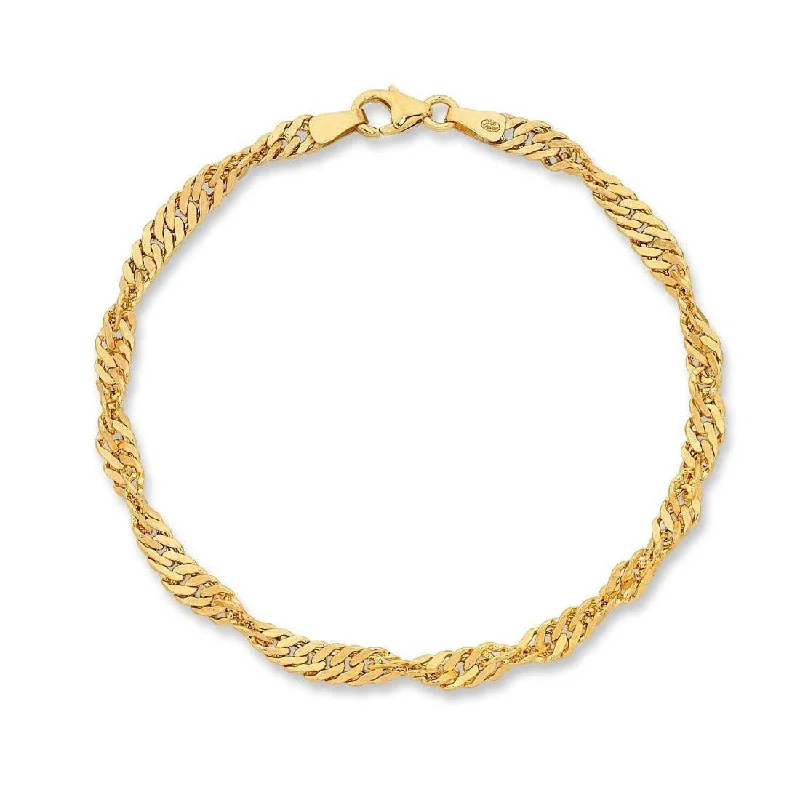 9ct Yellow Gold Singapore Twist Bracelet 19cm